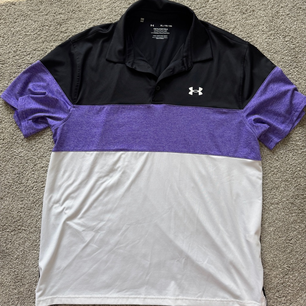 Under Armour Black, Purple & White Men’s Colorblock Polo